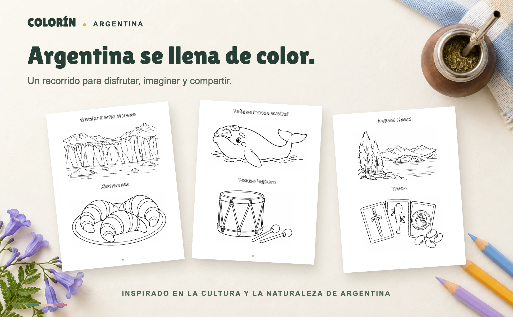 Perito Moreno, medialunas, ballena, bombo, Nahuel Huapi y truco de Colorín Argentina
