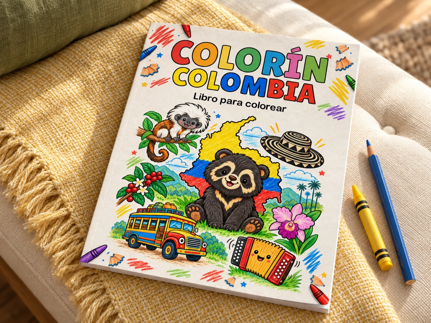 Libro Colorín Colombia con su portada de frente en una composición fotográfica