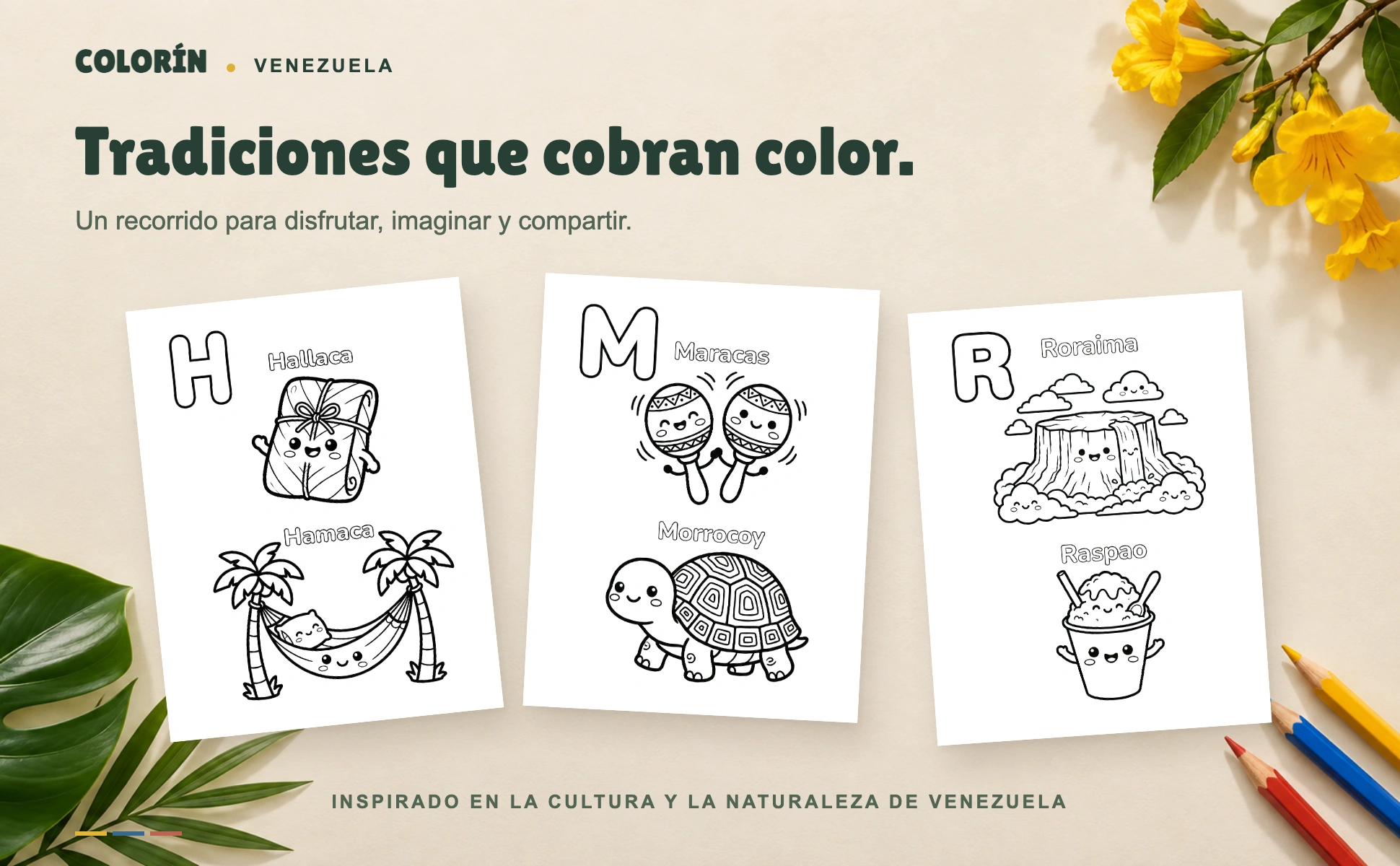 Hallaca, hamaca, maracas, morrocoy, Roraima y raspado de Colorín Venezuela
