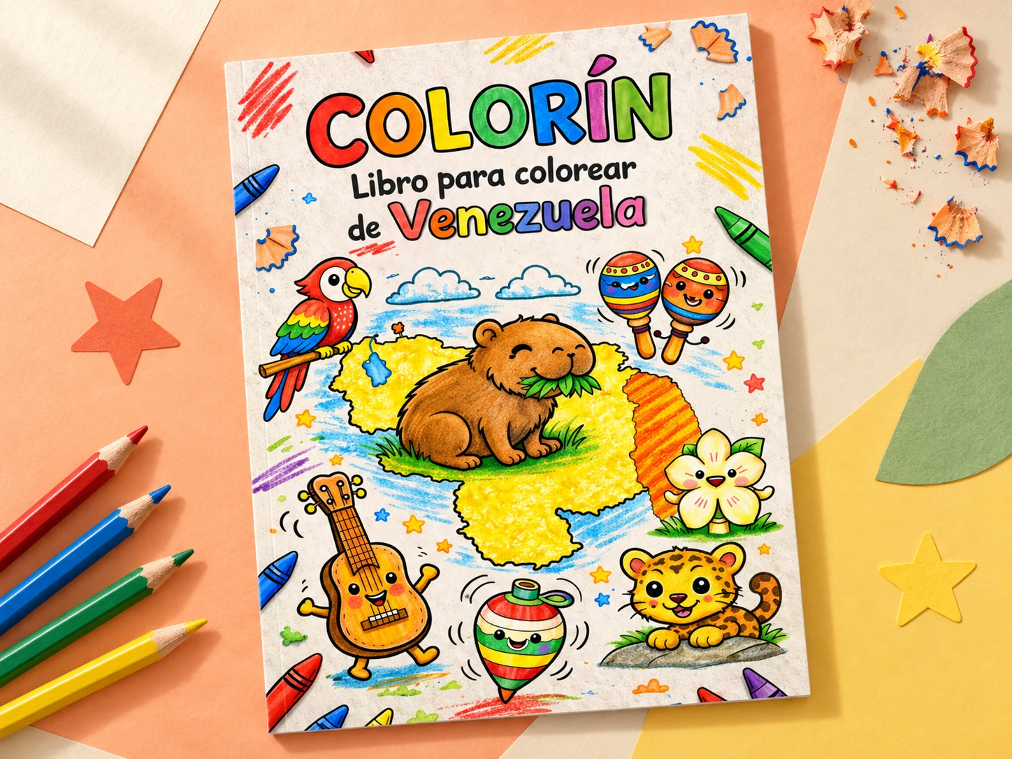 Libro Colorín Venezuela con su portada de frente en una composición fotográfica